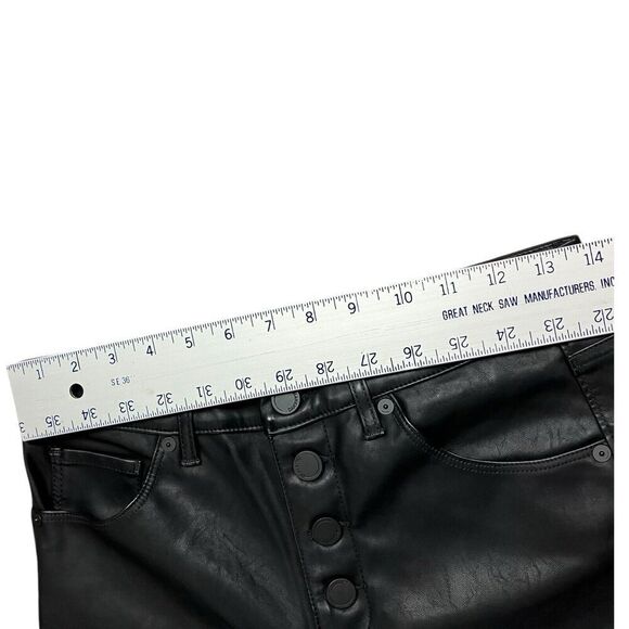 Blank NYC Pants 28 Black Faux‎ Leather High Rise Skinny Button Fly Great Jones - Picture 7 of 15